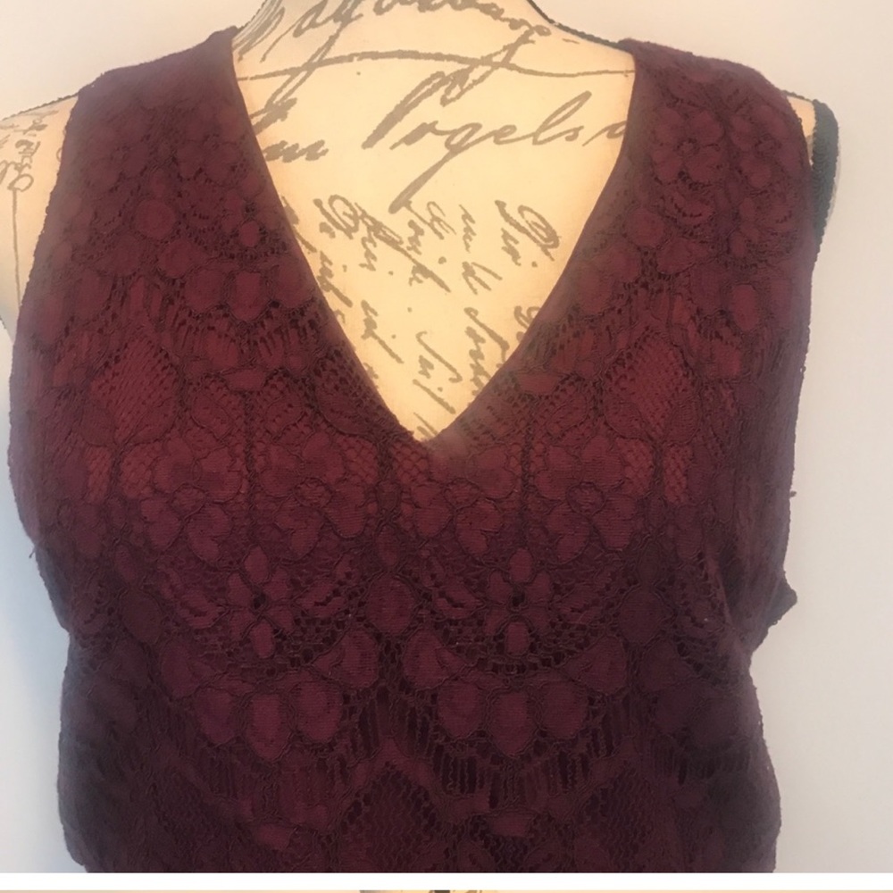 Anthropologie Maroon Lace Tank Top Sz. Large